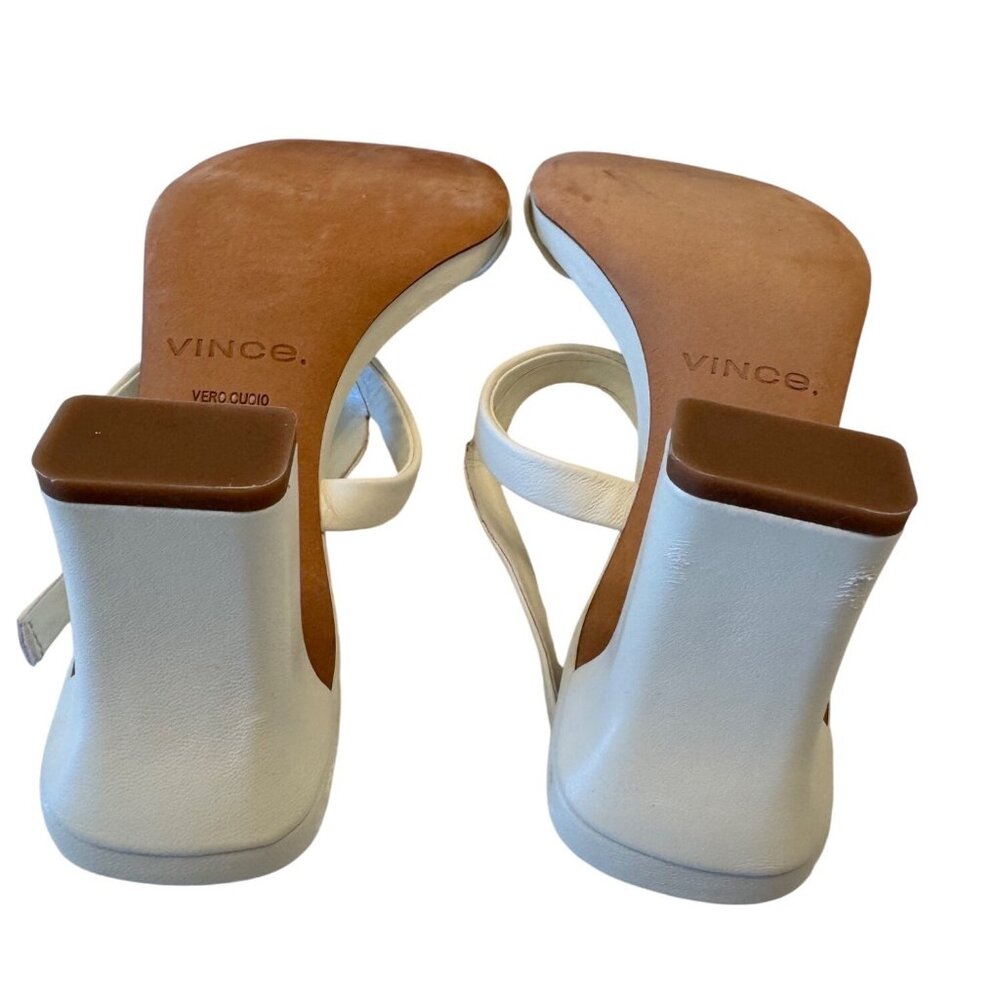 Vince Square Open Toe Luella Buckle Ankle Strap Size 8.5 NEW 3.25" Heel Marble C - Picture 8 of 11